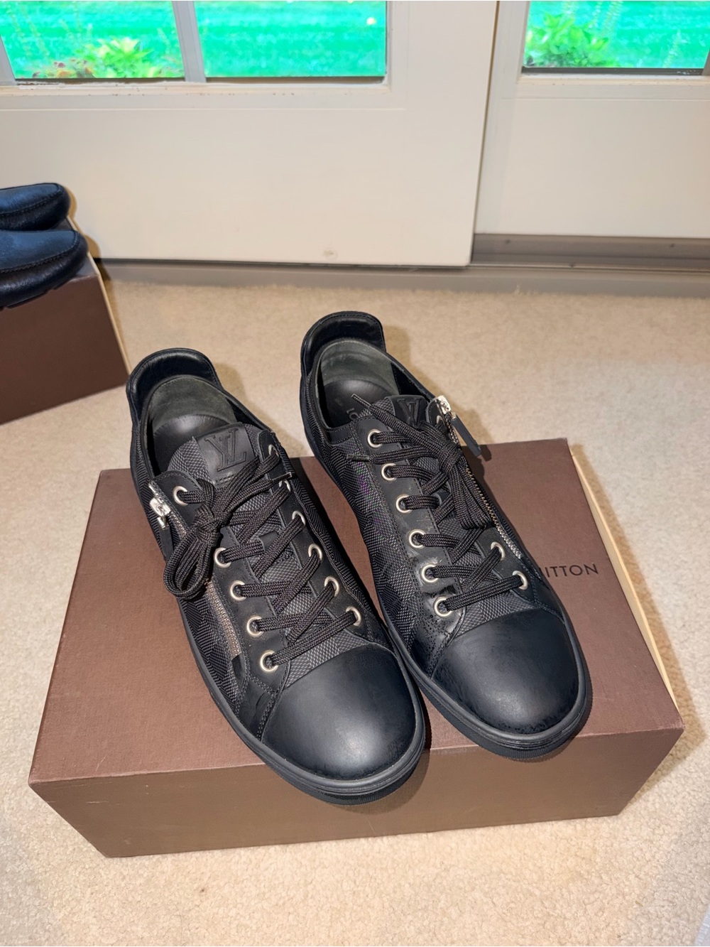 Louis Vuitton Men’s Black Low-Top Leather & Canvas Sneakers